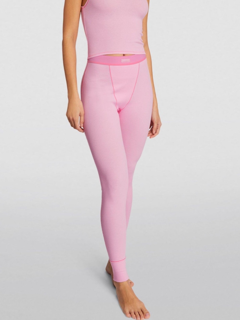 NWT‎ SKIMS Cotton Rib Leggings Bubble Gum Pink Size Medium - Picture 4 of 4